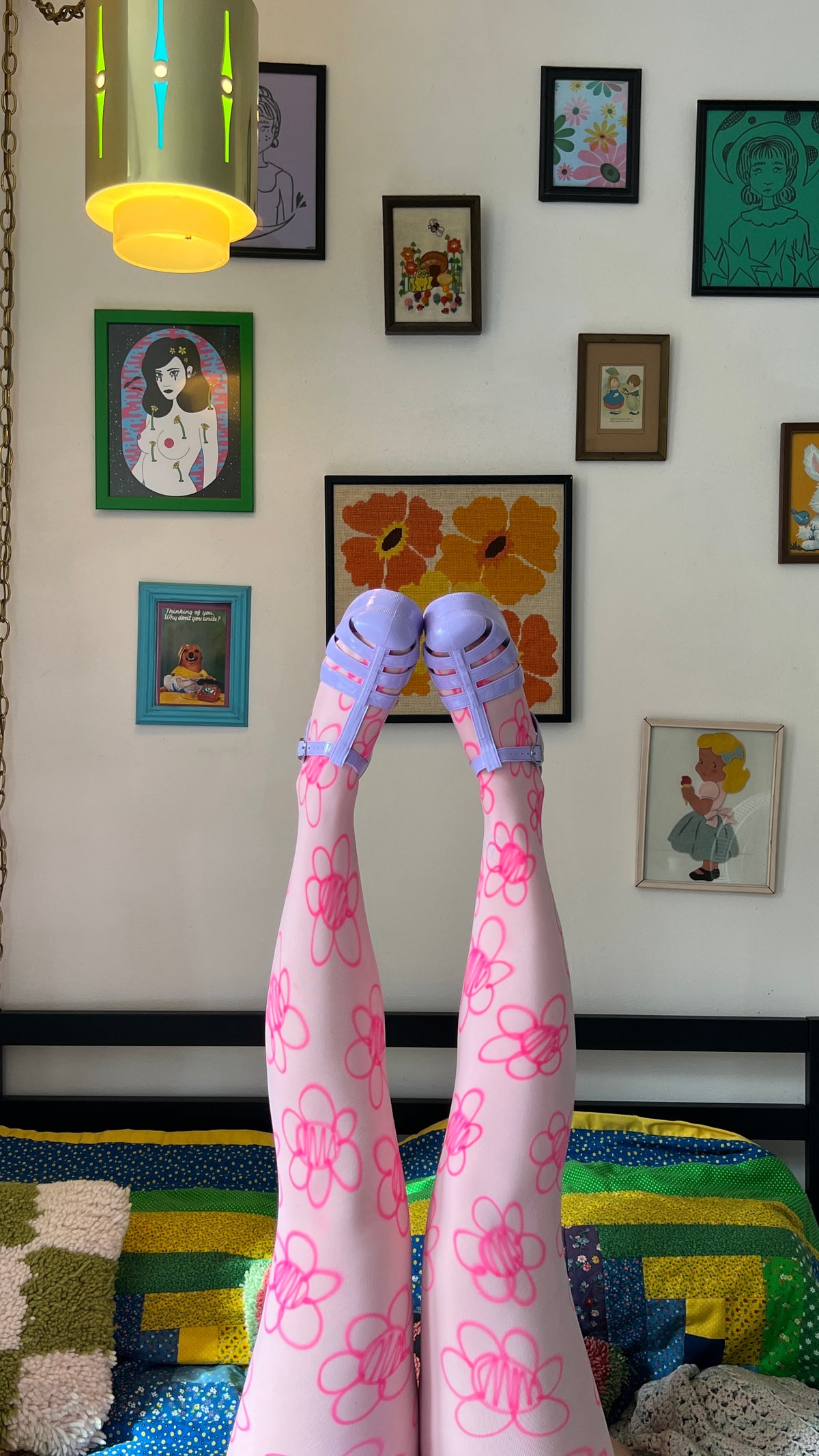 Pink Doodle Daisy Tights