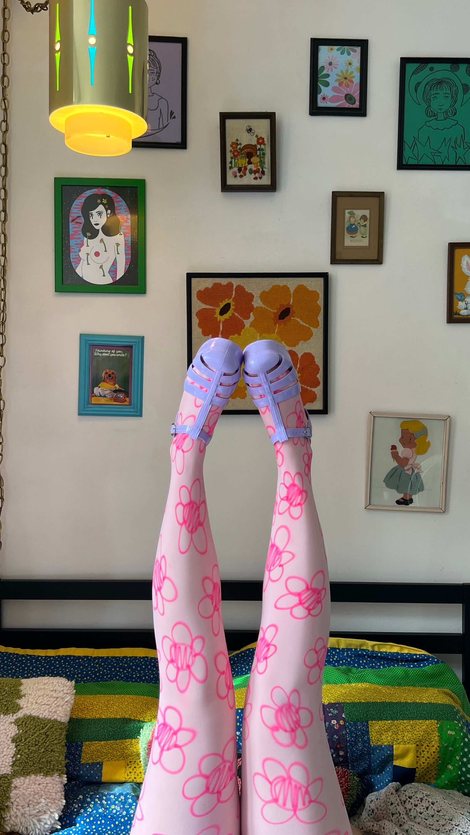 Pink Doodle Daisy Tights