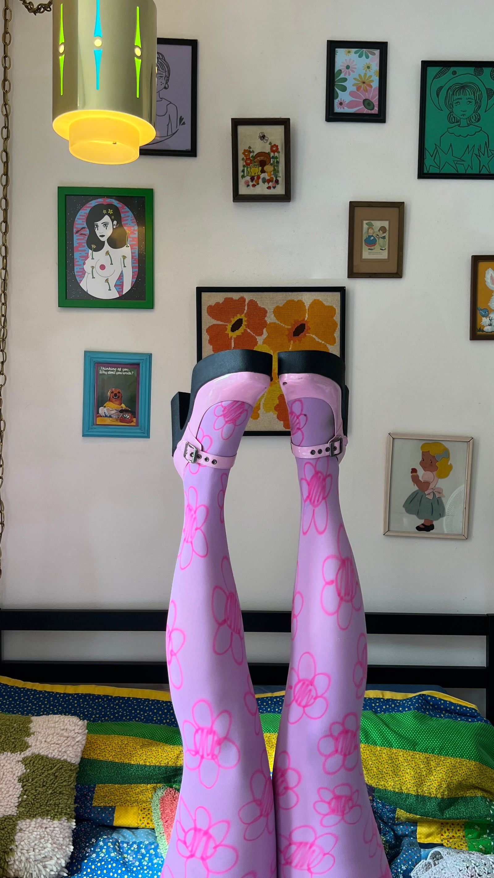 Lavender Doodle Daisy Tights